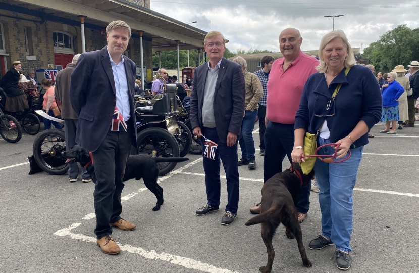 Steve Brine with local Cllrs Patrick Cunningham, Stephen Godfrey and Caroline Horrill