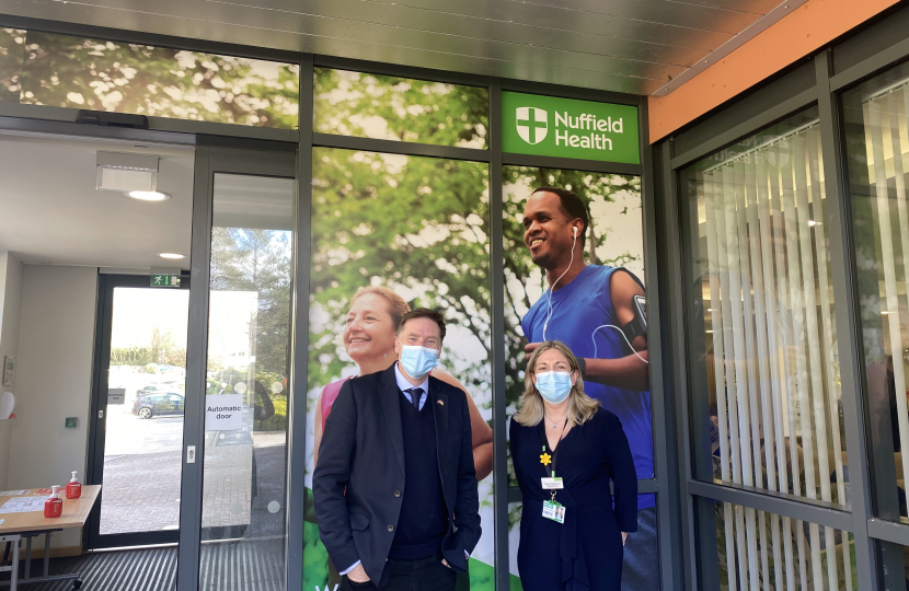 Pictured; Steve Brine MP with Thelma Henderson at the Nuffield Health Wessex.