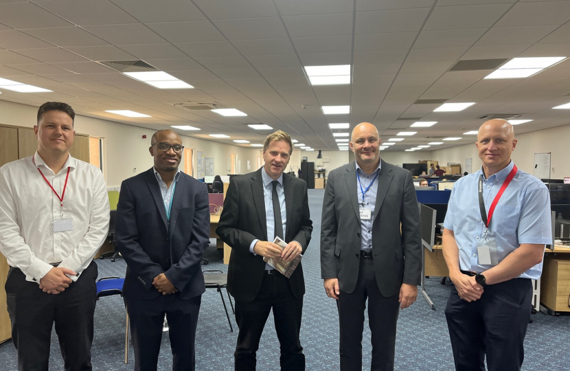 Pictured; From left to right, Nick East, Paul Oladimeji, Steve Brine MP, David Allmond and Peter Hall.